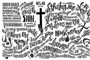 A cross with the words every little thing the high the hurt the shine the sting tattoo idea