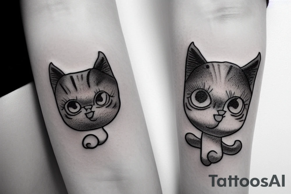 Baby cat horse red tattoo idea