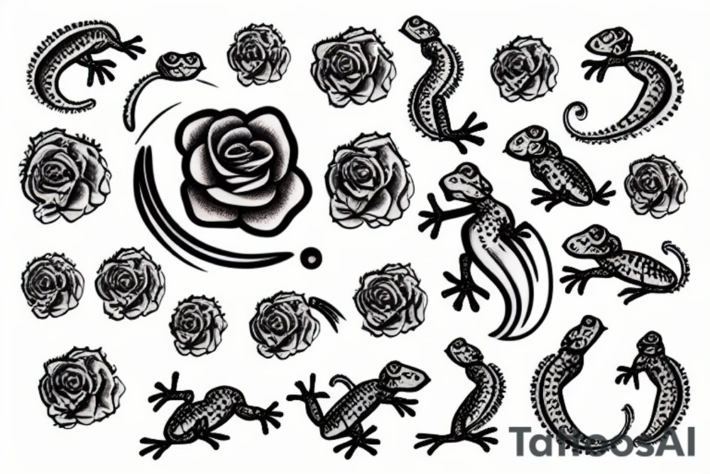 gecko with rose tattoo idea
