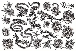 gecko with rose tattoo idea