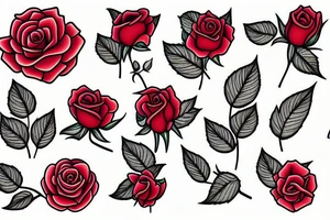 rose with leaves tattoo idea