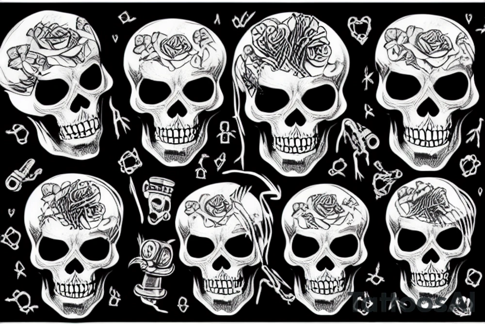 Skeleton playing punk tattoo idea