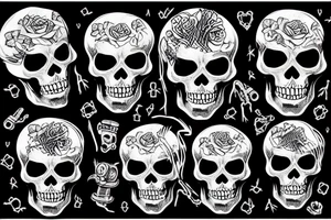 Skeleton playing punk tattoo idea