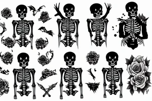 Skeleton playing punk tattoo idea