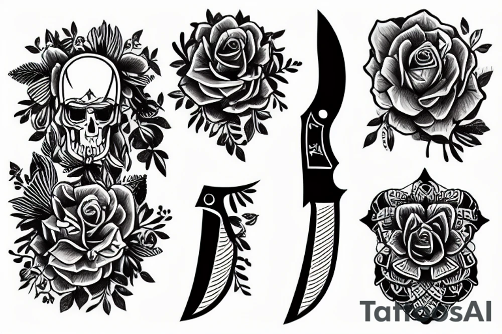 knife on shoulder tattoo idea