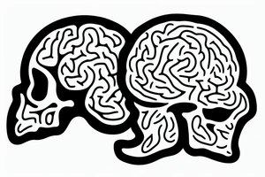 skull with brain surgery scar tattoo idea