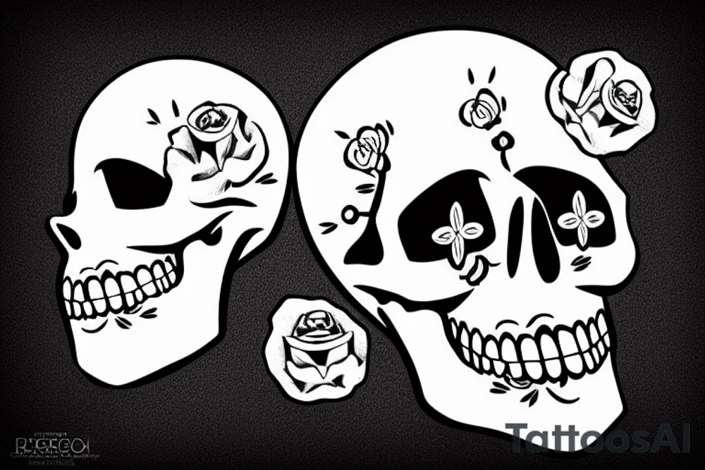 skull with brain surgery scar tattoo idea
