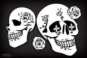 skull with brain surgery scar tattoo idea