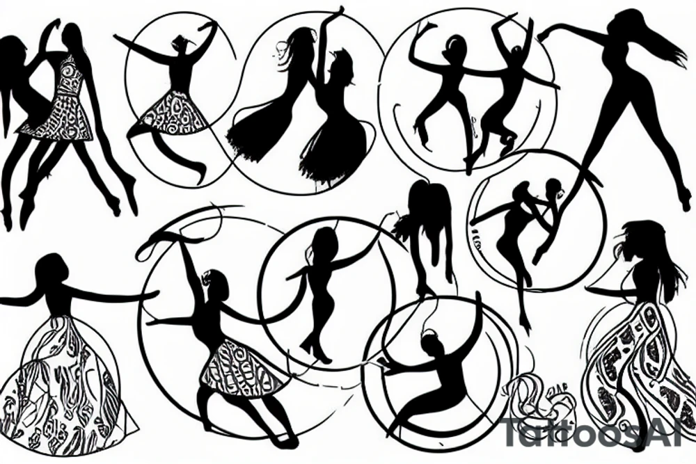 women dancing in a circle tattoo idea