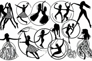 women dancing in a circle tattoo idea