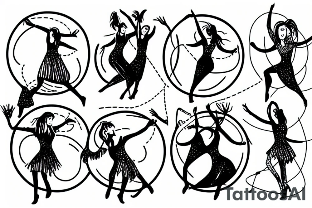 women dancing in a circle tattoo idea