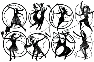 women dancing in a circle tattoo idea