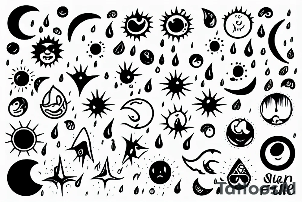 The sun, the rain, the moon, the sky. All falls down. tattoo idea