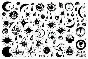 The sun, the rain, the moon, the sky. All falls down. tattoo idea