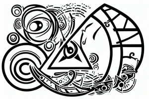 a spaceship logo circular stylized alien shape triangle simple tattoo idea