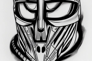 mf doom mask, hyperrealistic tattoo idea