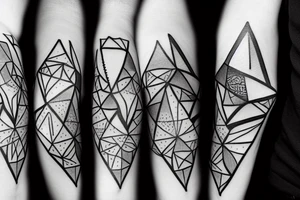 A baby wolf with angular modern shapes tattoo idea