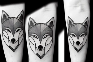A baby wolf with angular modern shapes tattoo idea