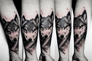 A baby wolf with angular modern shapes tattoo idea