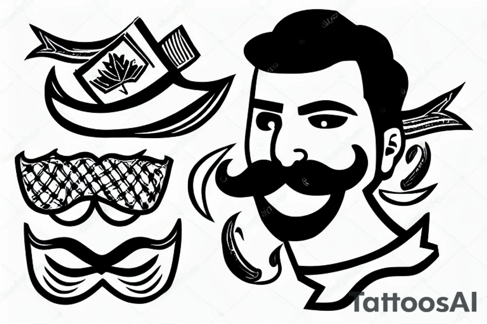 canadian guy with a moustache on the greek flag tattoo idea
