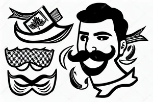 canadian guy with a moustache on the greek flag tattoo idea