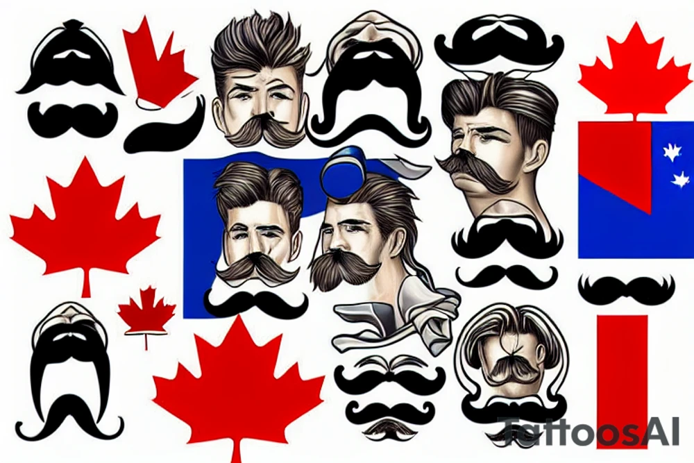 canadian guy with a moustache on the greek flag tattoo idea