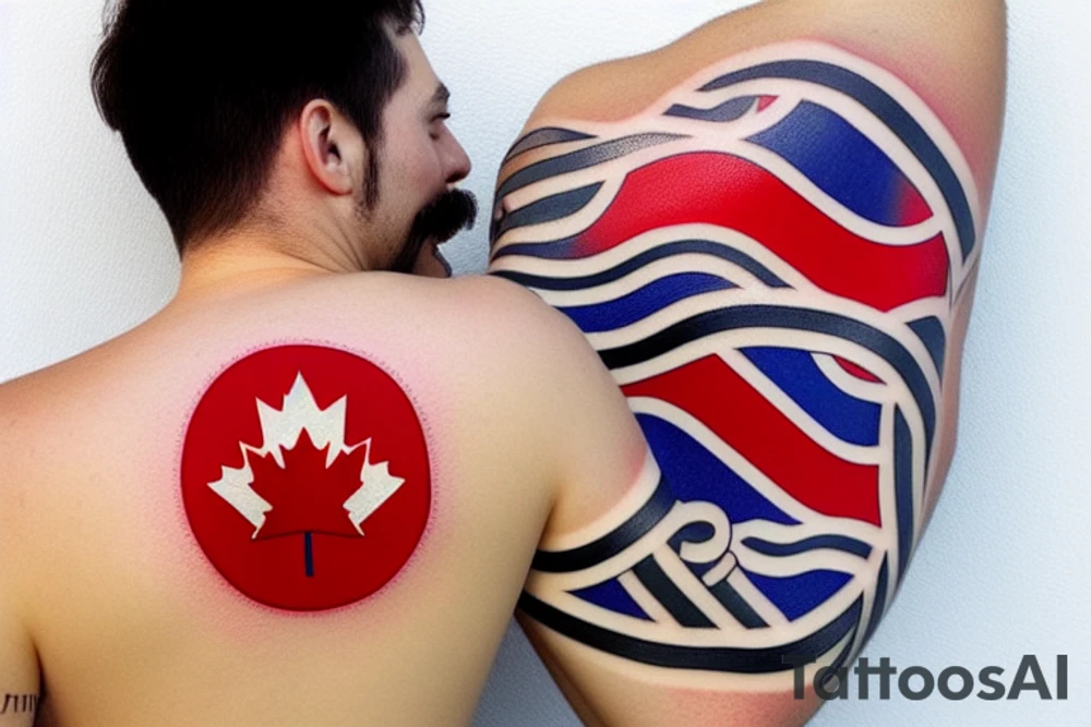 canadian guy with a moustache on the greek flag tattoo idea