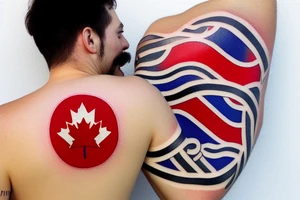 canadian guy with a moustache on the greek flag tattoo idea