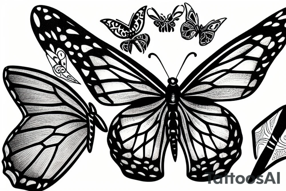 Butterfly and a dagger tattoo idea