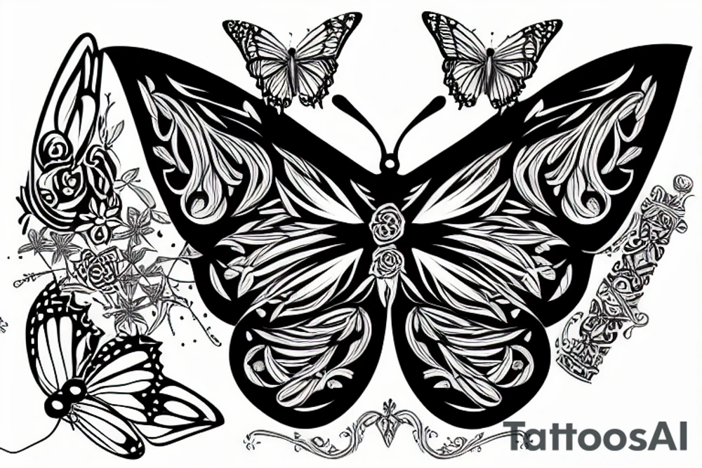 Butterfly and a dagger tattoo idea