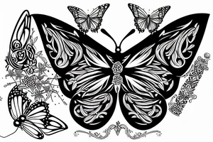 Butterfly and a dagger tattoo idea