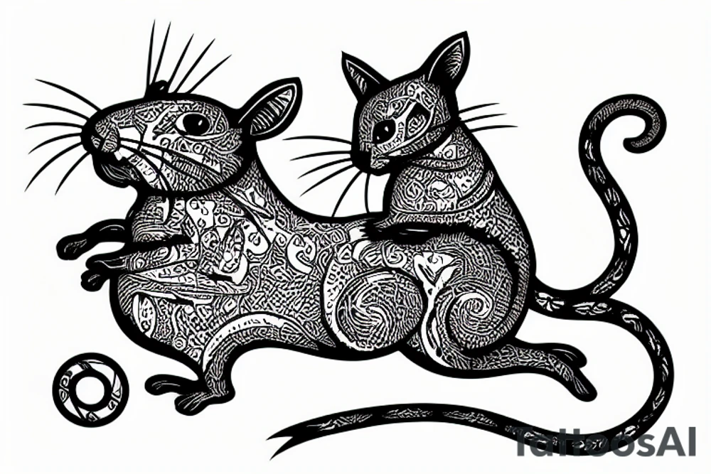 Rat riding a cat tattoo idea