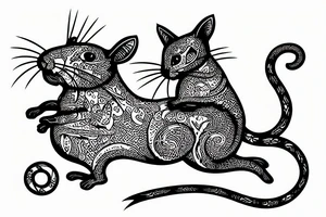 Rat riding a cat tattoo idea