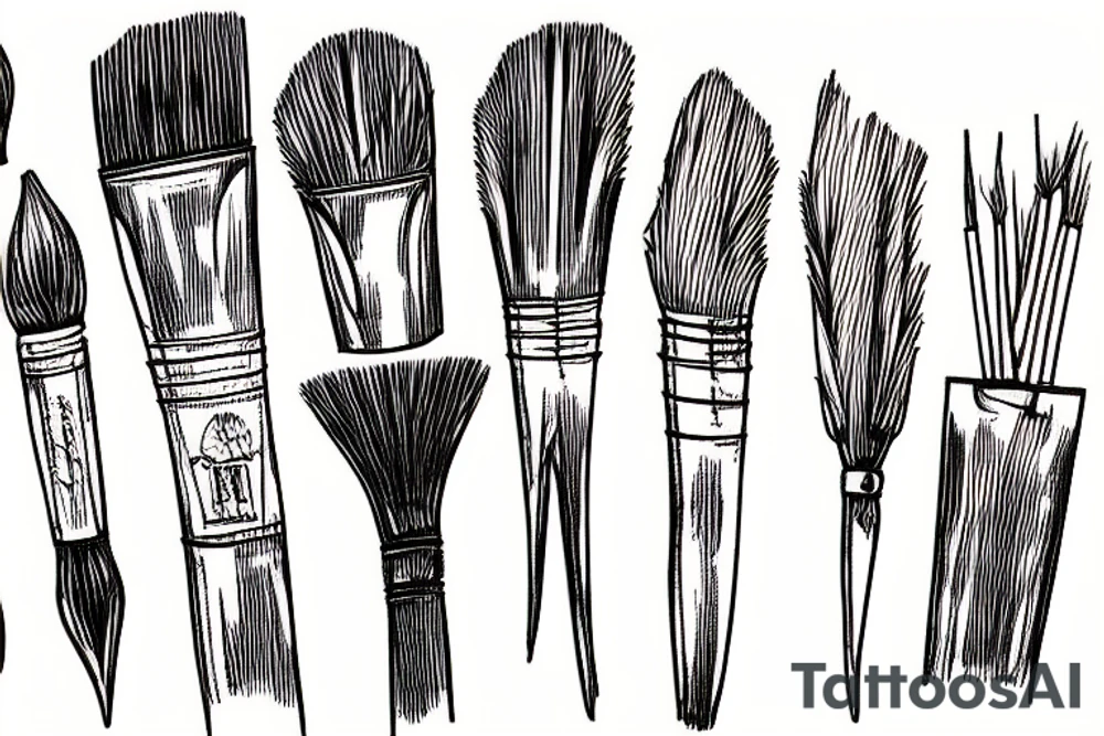 Paintbrush tattoo with dates inside tattoo idea