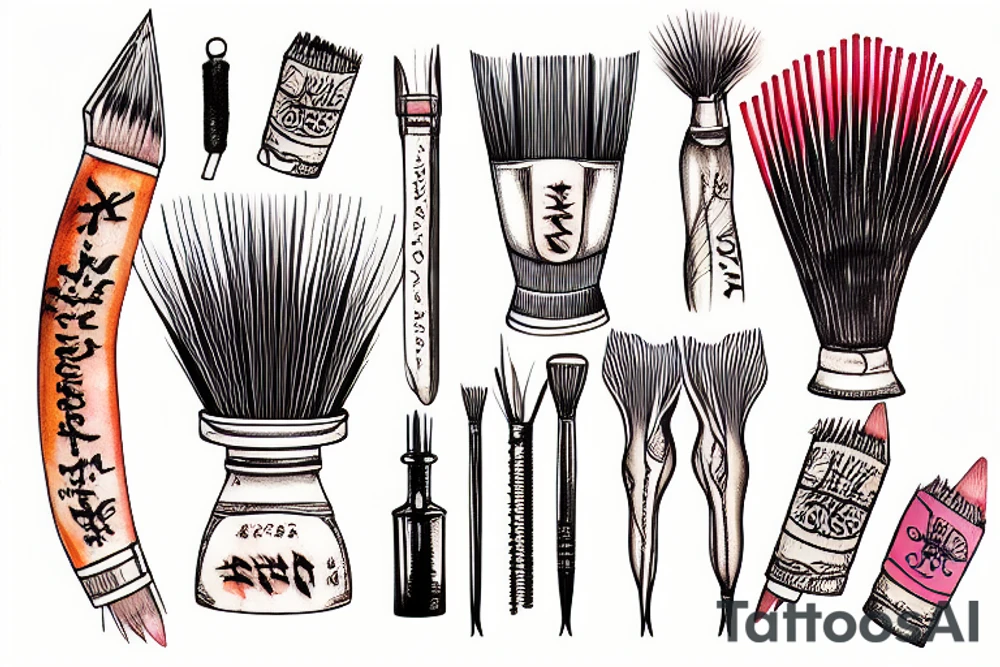 Paintbrush tattoo with dates inside tattoo idea