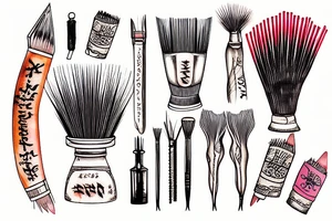 Paintbrush tattoo with dates inside tattoo idea