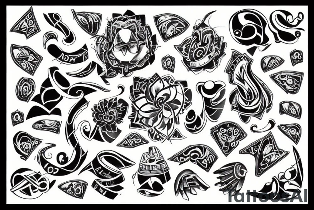 Abstract tattoo with the date 28-11-1995 tattoo idea
