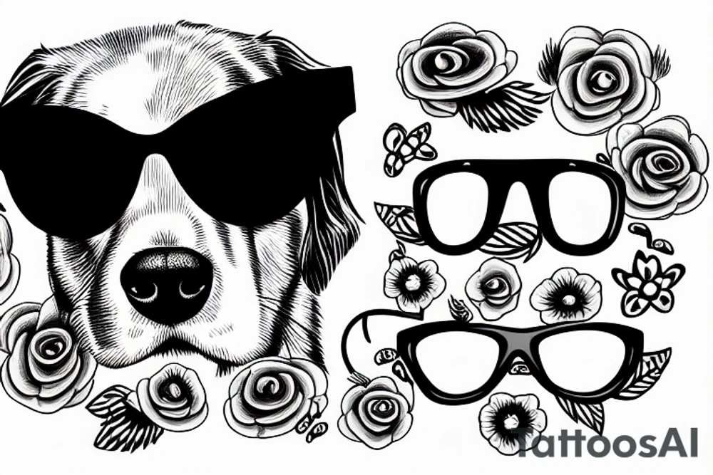 a dog wearing sunglasses tattoo idea