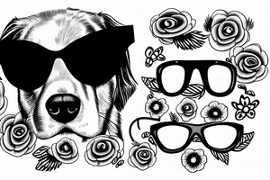 a dog wearing sunglasses tattoo idea