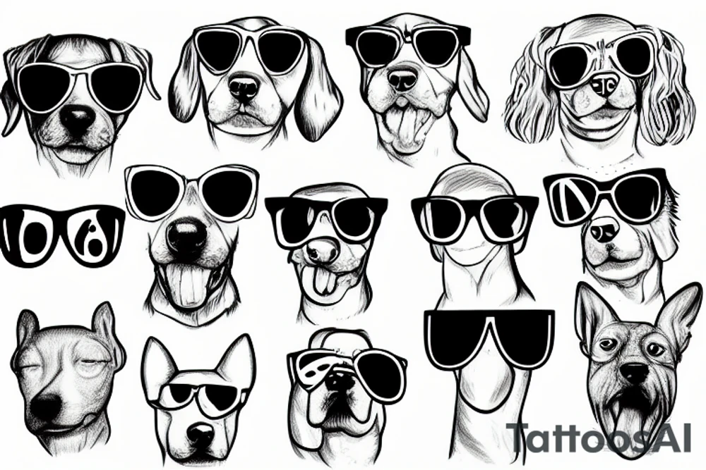 a dog wearing sunglasses tattoo idea