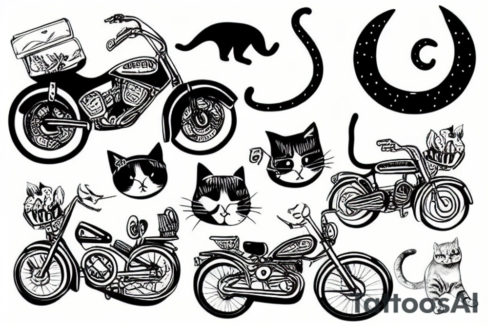 Cat on bike tattoo idea