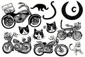 Cat on bike tattoo idea