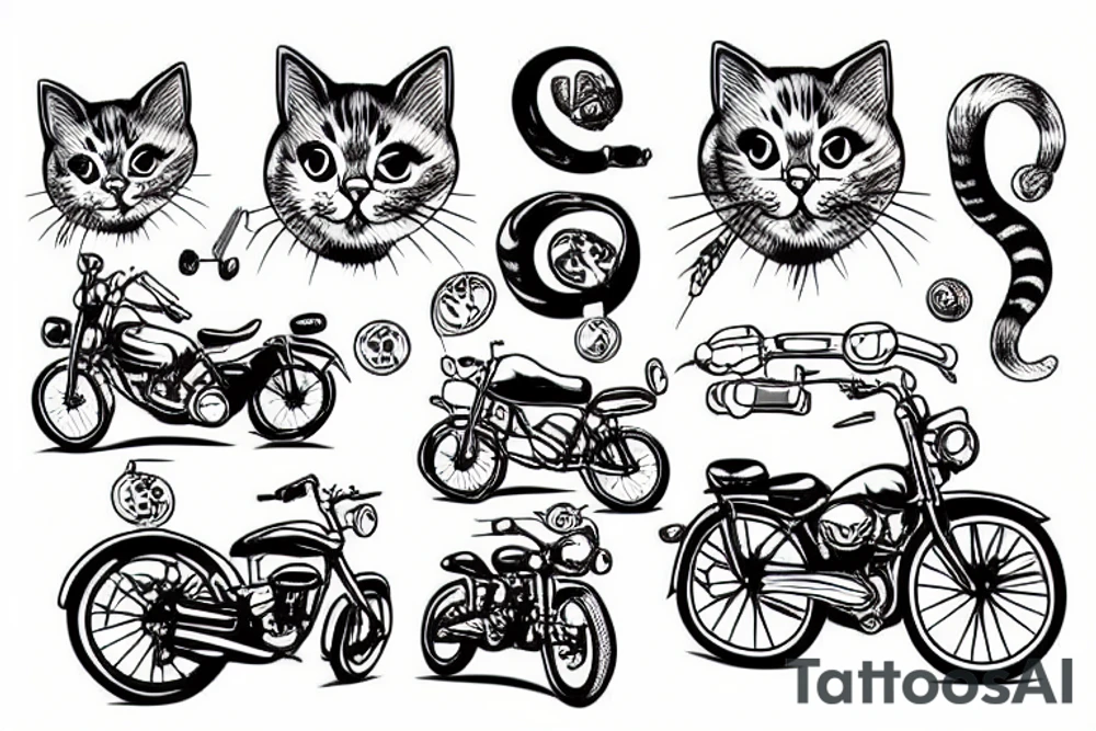 Cat on bike tattoo idea
