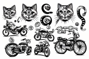 Cat on bike tattoo idea
