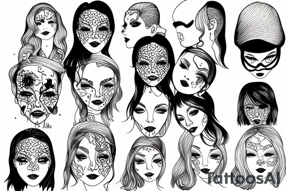 Girl face drowning tattoo idea