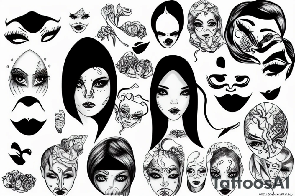 Girl face drowning tattoo idea