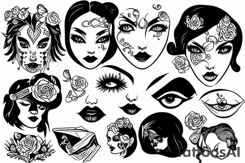 Girl face drowning tattoo idea