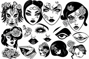Girl face drowning tattoo idea