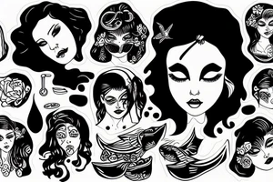Girl face drowning tattoo idea
