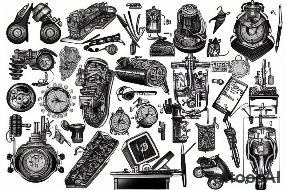 engineer building few shot models tattoo idea